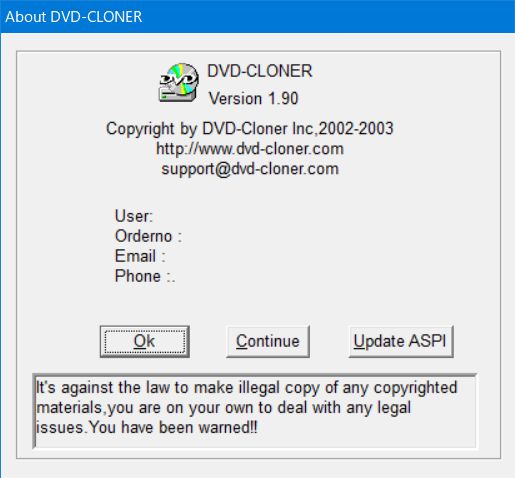 DVD-Cloner v1.90 About